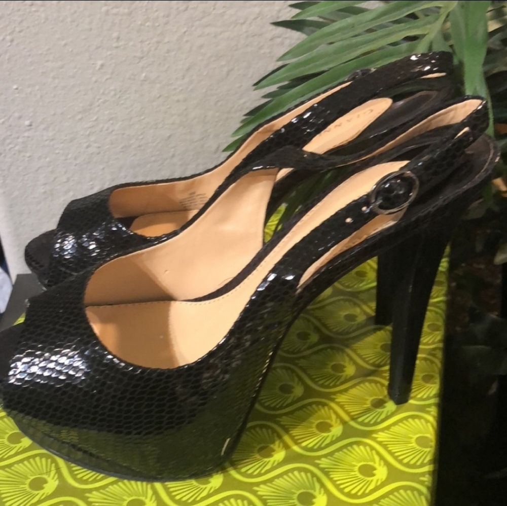 COPY - Gianni Bini Platform Stiletto Peep Toe Black Heels 6M
